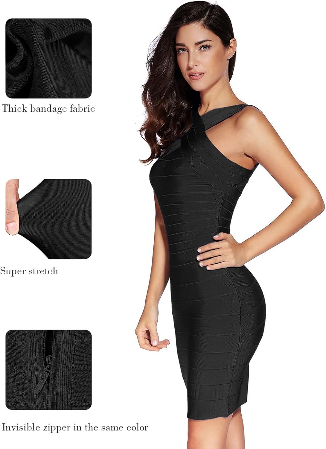 imageHalter Bandage Dresses for Women Mini Cocktail Dress Wedding Guest DressesBlack