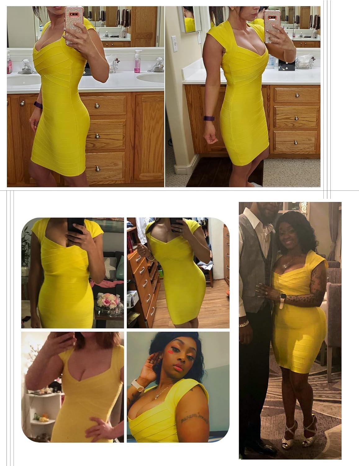 imagemeilun Sexy Backless Laceup Short Prom Homecoming Dress Short Sleeve Bodycon Cocktail Party Club DressHoney Yellow