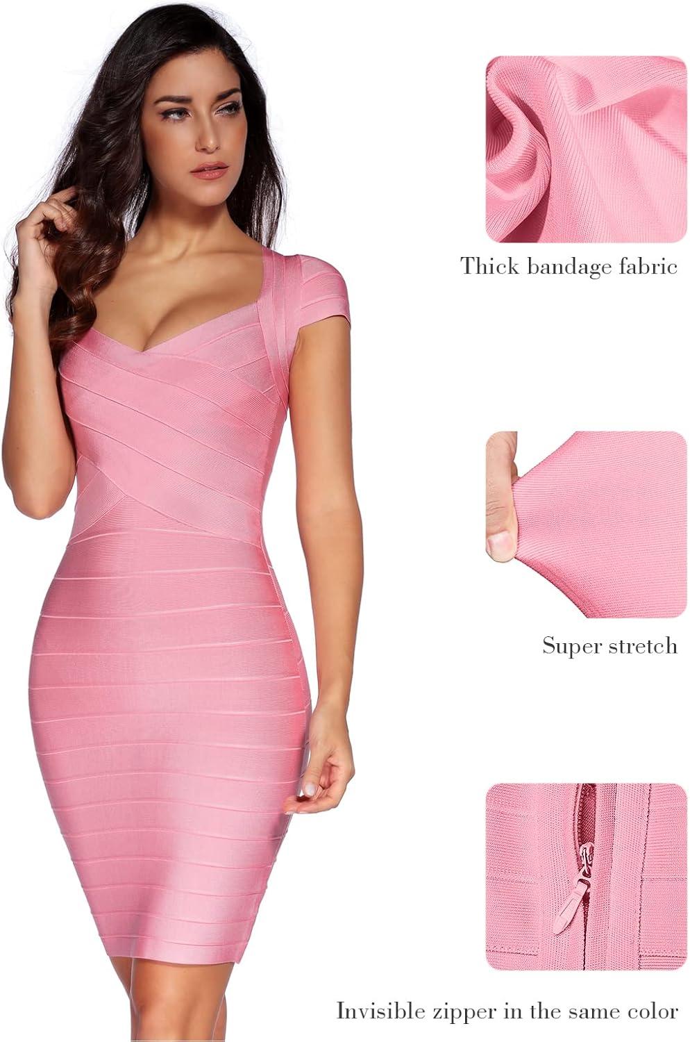 imagemeilun Sexy Backless Laceup Short Prom Homecoming Dress Short Sleeve Bodycon Cocktail Party Club DressPink