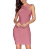 Halter Bandage Dresses for Women Mini Cocktail Dress Wedding Guest Dresses(Antipink)