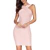 Halter Bandage Dresses for Women Mini Cocktail Dress Wedding Guest Dresses(Beige)