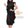 High Neck Dress with Ruffle for Formal Event Midi Celebration Party Dress for Women(Black)