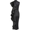 High Neck Dress with Ruffle for Formal Event Midi Celebration Party Dress for Women(Black)