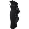 High Neck Dress with Ruffle for Formal Event Midi Celebration Party Dress for Women(Black)