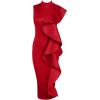 High Neck Dress with Ruffle for Formal Event Midi Celebration Party Dress for Women(Red)