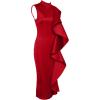 High Neck Dress with Ruffle for Formal Event Midi Celebration Party Dress for Women(Red)