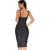 Midi Bodycon Bandage Dresses for Women Semi-Formal Cocktail Dresses Wedding Guest Dress(Black)