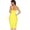 Midi Bodycon Bandage Dresses for Women Semi-Formal Cocktail Dresses Wedding Guest Dress(Yellow)