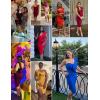 One Shoulder Ruffle Dress Side Split Bodycon Bandage Dress Wedding Guest Dress(Green)