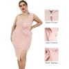 One Shoulder Ruffle Dress Side Split Bodycon Bandage Dress Wedding Guest Dress(Light Pink)