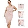 One Shoulder Ruffle Dress Side Split Bodycon Bandage Dress Wedding Guest Dress(Nudepink)