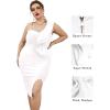 One Shoulder Ruffle Dress Side Split Bodycon Bandage Dress Wedding Guest Dress(White)