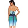 Women’s Bandage Straless Dress Bodycon Rainbow Cocktail Party Dress(Blue)