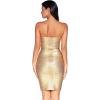 Women’s Bandage Straless Dress Bodycon Rainbow Cocktail Party Dress(Gold)