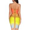 Women’s Bandage Straless Dress Bodycon Rainbow Cocktail Party Dress(Multicoloured)