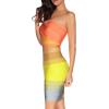 Women’s Bandage Straless Dress Bodycon Rainbow Cocktail Party Dress(Multicoloured)