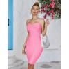 Women’s Bandage Straless Dress Bodycon Rainbow Cocktail Party Dress(Pink)