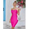 Women’s Bandage Straless Dress Bodycon Rainbow Cocktail Party Dress(Rose)