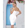 Women’s Bandage Straless Dress Bodycon Rainbow Cocktail Party Dress(White)