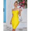 Women’s Bandage Straless Dress Bodycon Rainbow Cocktail Party Dress(Yellow)