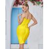 Women’s Bandage Straless Dress Bodycon Rainbow Cocktail Party Dress(Yellow)