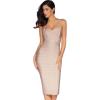 Midi Bodycon Bandage Dresses for Women Semi-Formal Cocktail Dresses Wedding Guest Dress(Beige)
