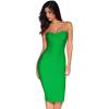 Women’s Midi Cocktail Dresses Strapless Bandage Bodycon Dress Wedding Party Dress(Lake)