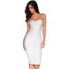 Women’s Midi Cocktail Dresses Strapless Bandage Bodycon Dress Wedding Party Dress(White)