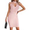 meilun Hight Neck Cut Out Bandage Dress Mini Formal Party Gowns Wedding Guest Dress for Women(Beige)