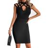 meilun Hight Neck Cut Out Bandage Dress Mini Formal Party Gowns Wedding Guest Dress for Women(Black)