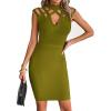 meilun Hight Neck Cut Out Bandage Dress Mini Formal Party Gowns Wedding Guest Dress for Women(Olive)
