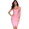 meilun Sexy Backless Lace-up Short Prom Homecoming Dress Short Sleeve Bodycon Cocktail Party Club Dress(Pink)