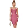 meilun Sexy V-Neck Side Slit Dress for Women Bodycon Dress Cocktail Party Club Dress Y2K Homecoming Dress(Antique Pink)