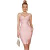 meilun Sexy V-Neck Side Slit Dress for Women Bodycon Dress Cocktail Party Club Dress Y2K Homecoming Dress(Beige)