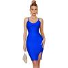 meilun Sexy V-Neck Side Slit Dress for Women Bodycon Dress Cocktail Party Club Dress Y2K Homecoming Dress(Navy Blue)