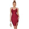 meilun Sexy V-Neck Side Slit Dress for Women Bodycon Dress Cocktail Party Club Dress Y2K Homecoming Dress(Wine)