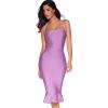 meilun Womens Halter Fishtail Bandage Party Dress Elegant Wedding Guest Dress(Light Purple)