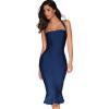 meilun Womens Halter Fishtail Bandage Party Dress Elegant Wedding Guest Dress(Navy)