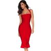 meilun Womens Halter Fishtail Bandage Party Dress Elegant Wedding Guest Dress(Red)