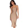 meilun Womens Halter Fishtail Bandage Party Dress Elegant Wedding Guest Dress(Tan)