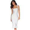 meilun Womens Halter Fishtail Bandage Party Dress Elegant Wedding Guest Dress(White)
