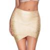 meilun Women’s Rayon Bandage Bodycon Mini Skirt(Gold)