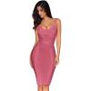 meilun Womens Rayon Belt Detail Bandage Bodycon Party Dress(Antique Pink)