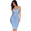 meilun Womens Rayon Belt Detail Bandage Bodycon Party Dress(Baby Blue)
