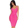 meilun Womens Rayon Belt Detail Bandage Bodycon Party Dress(Hotpink)