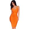 meilun Womens Rayon Belt Detail Bandage Bodycon Party Dress(Orange)