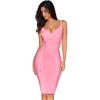 meilun Womens Rayon Belt Detail Bandage Bodycon Party Dress(Pink)