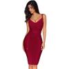 meilun Womens Rayon Belt Detail Bandage Bodycon Party Dress(Wine)