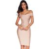 meilun Women’s Rayon Off Shoulder Bandage Bodycon Party Dress(Beige)