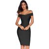 meilun Women’s Rayon Off Shoulder Bandage Bodycon Party Dress(Black-2)